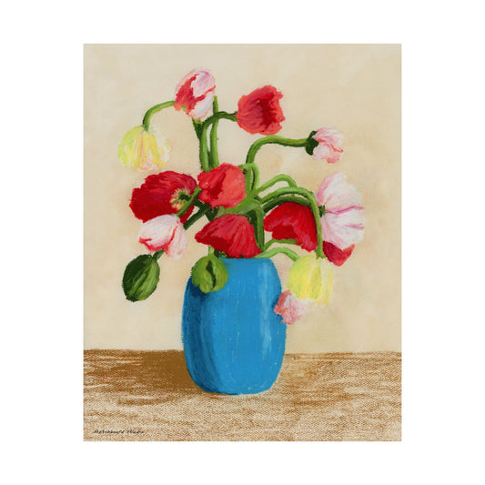 Vibrant Poppy Floral in a Vase Print