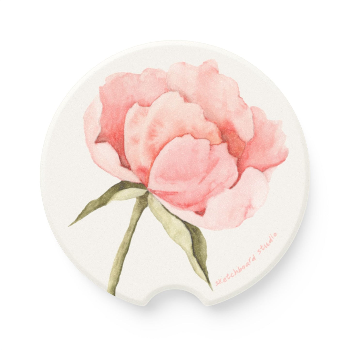 Peony Floral Soapstone Car Coaster