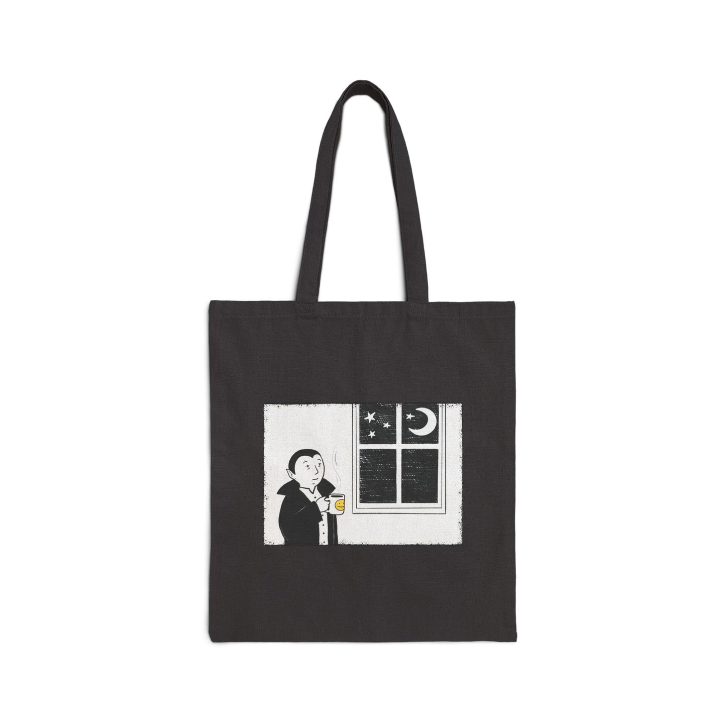 First Cup of the Day Black Canvas Tote Bag