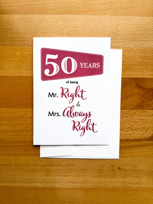 50 Year Anniversary Card