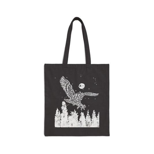 Night Owl Black Canvas Tote Bag