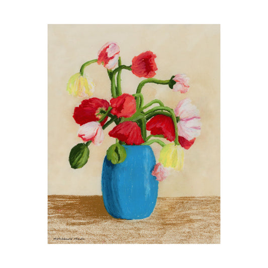 Vibrant Poppy Floral in a Vase Print