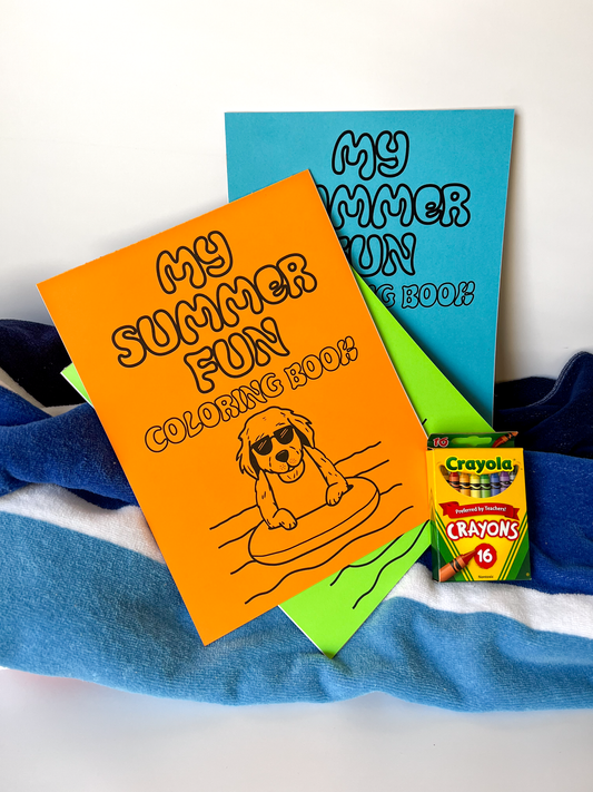 SUMMER FUN Coloring Book w/ Crayons