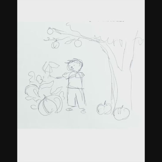 Video of sketches and design choices made for a page from the Let's go to the Pumpkin Farm book