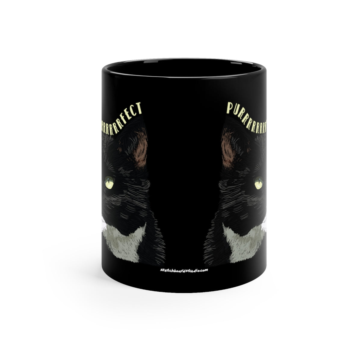 Purrrfect Cat Black Mug