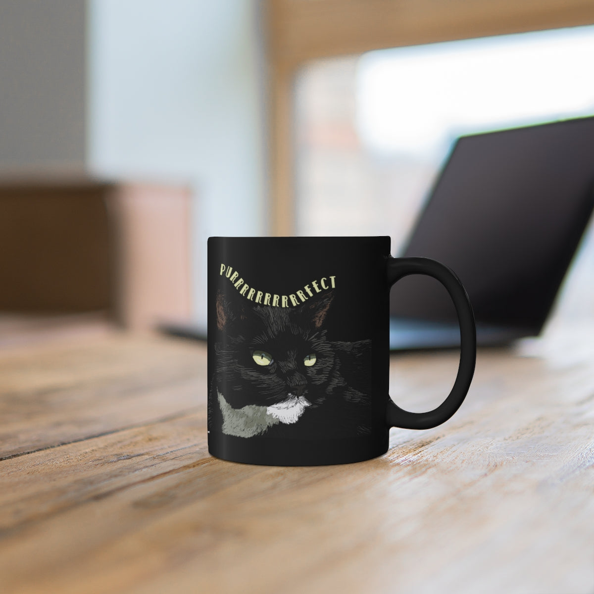 Purrrfect Cat Black Mug