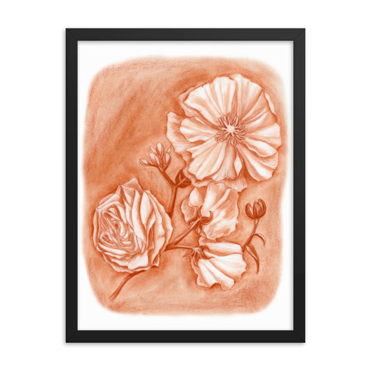 Sephia Flowers Framed Print - sketchboard studio