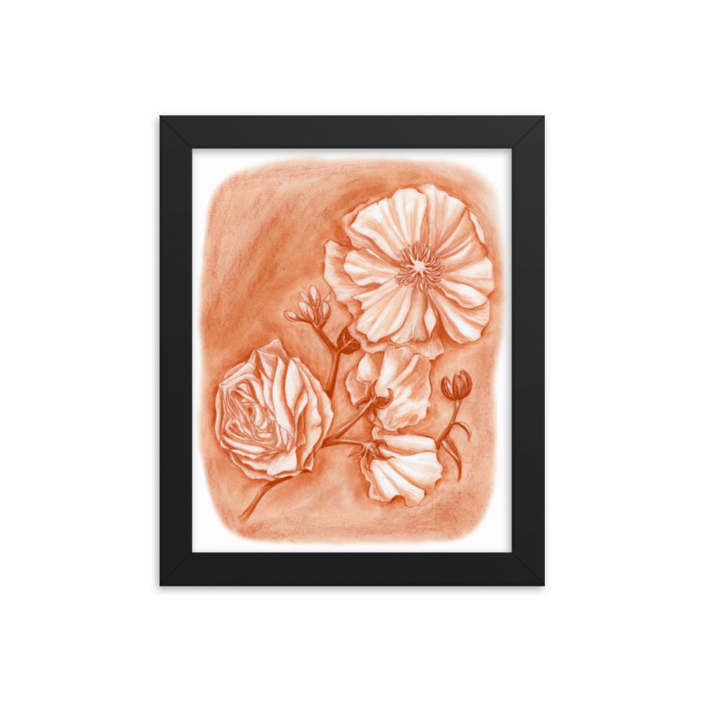 Sephia Flowers Framed Print - sketchboard studio